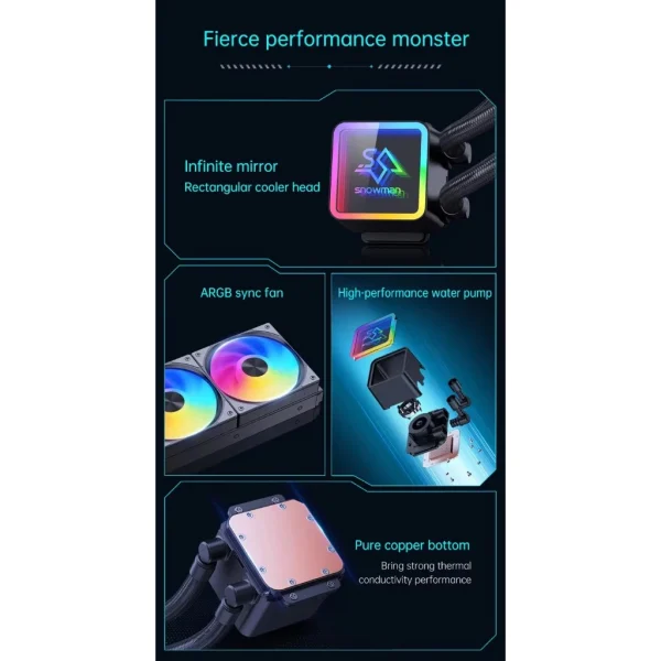 خنک کننده مایع پردازنده اسنو من SNOWMAN KS360 Dynamic ARGB AIO Liquid CPU - Image 3