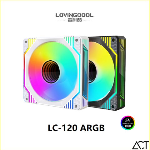 فن کیس لاوینگ کول مدل LC-D5V ARGB بسته یک عددی سفید و مشکی