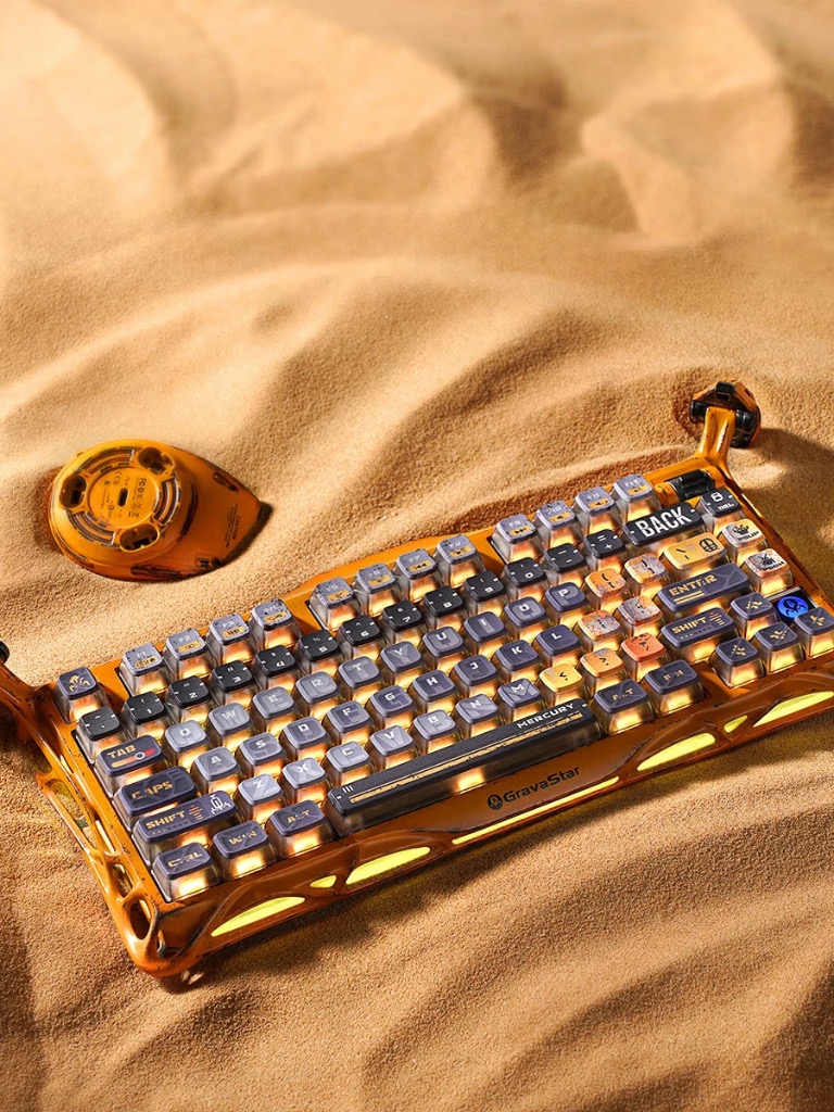 کیبورد گیمینگ گراواستار مدل GravaStar Mercury K1 Pro Special Edition – Battle-Worn Yellow