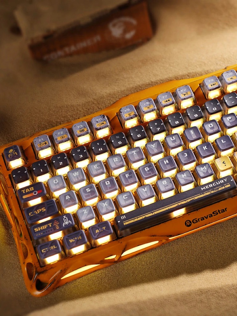 کیبورد گیمینگ گراواستار مدل GravaStar Mercury K1 Pro Special Edition – Battle-Worn Yellow
