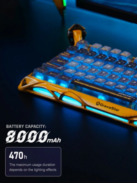 کیبورد گیمینگ گراواستار مدل GravaStar Mercury K1 Pro Special Edition – Battle-Worn Yellow - Image 4